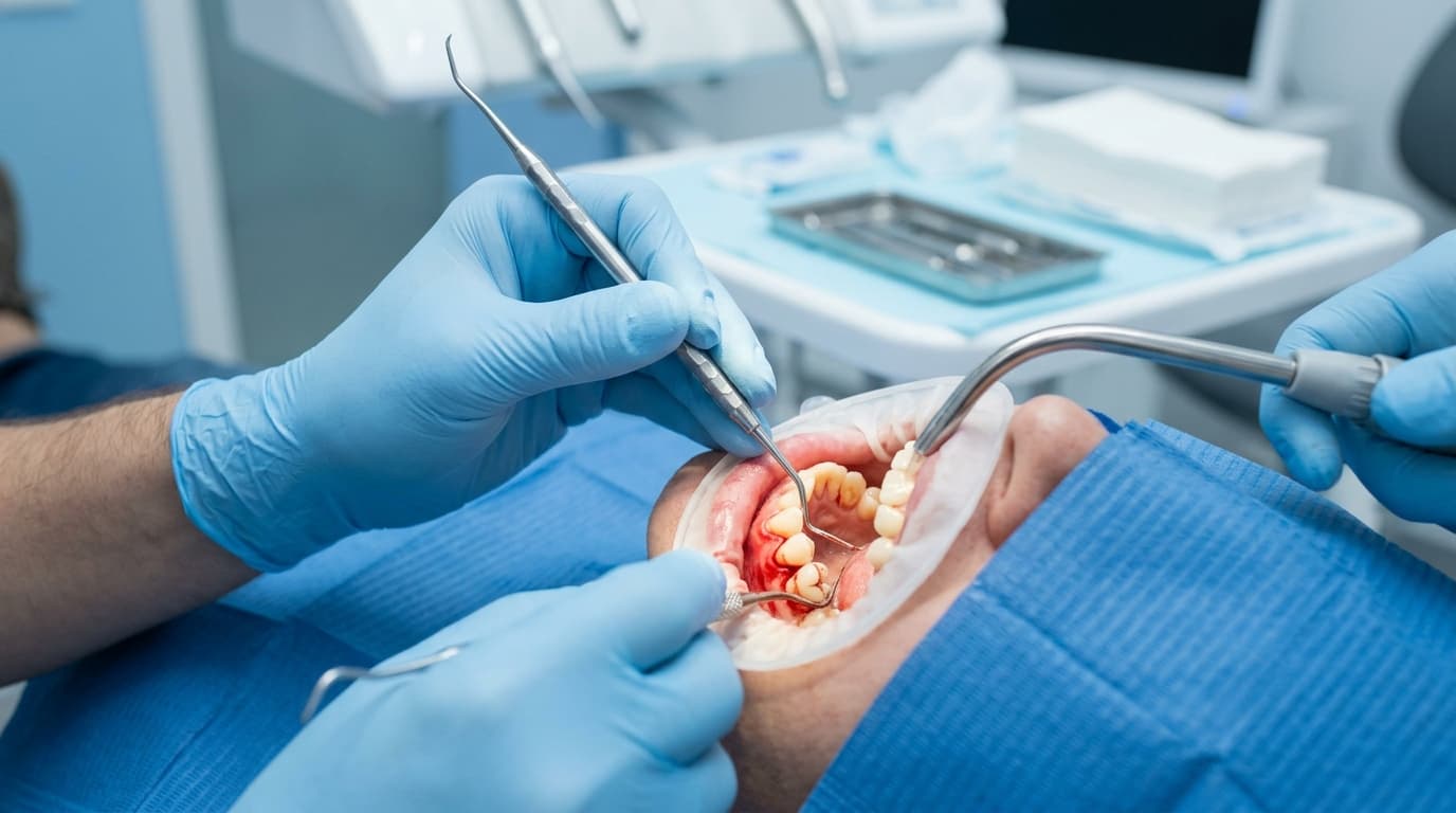 Dental specialist performing deep scaling and root planing
