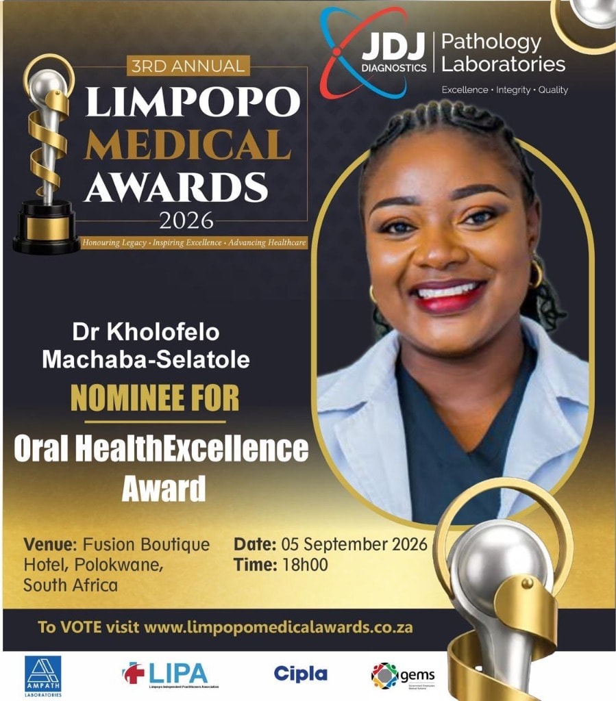 Dr Kholofelo Machaba-Selatole nominee for Oral Health Excellence Award at the 3rd Annual Limpopo Medical Awards 2026